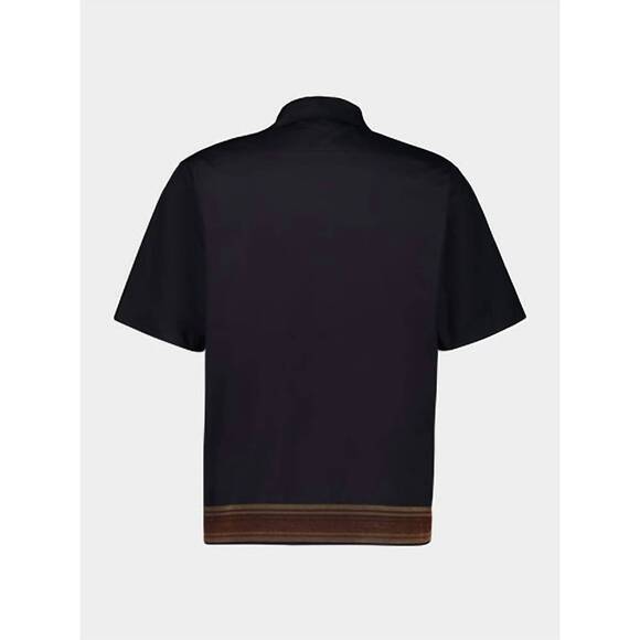 NEW COMMAS sun waves camp collar shirt in black